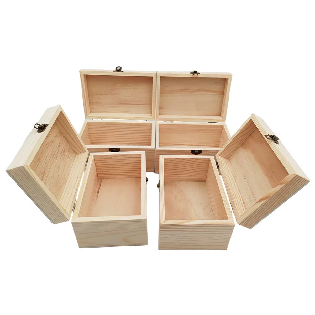 Anktily Lot de 4 petites boîtes en bois brut de 15 x 10 x 8 cm rustiques avec fermoir de verrouillage pour décoration de table de maison