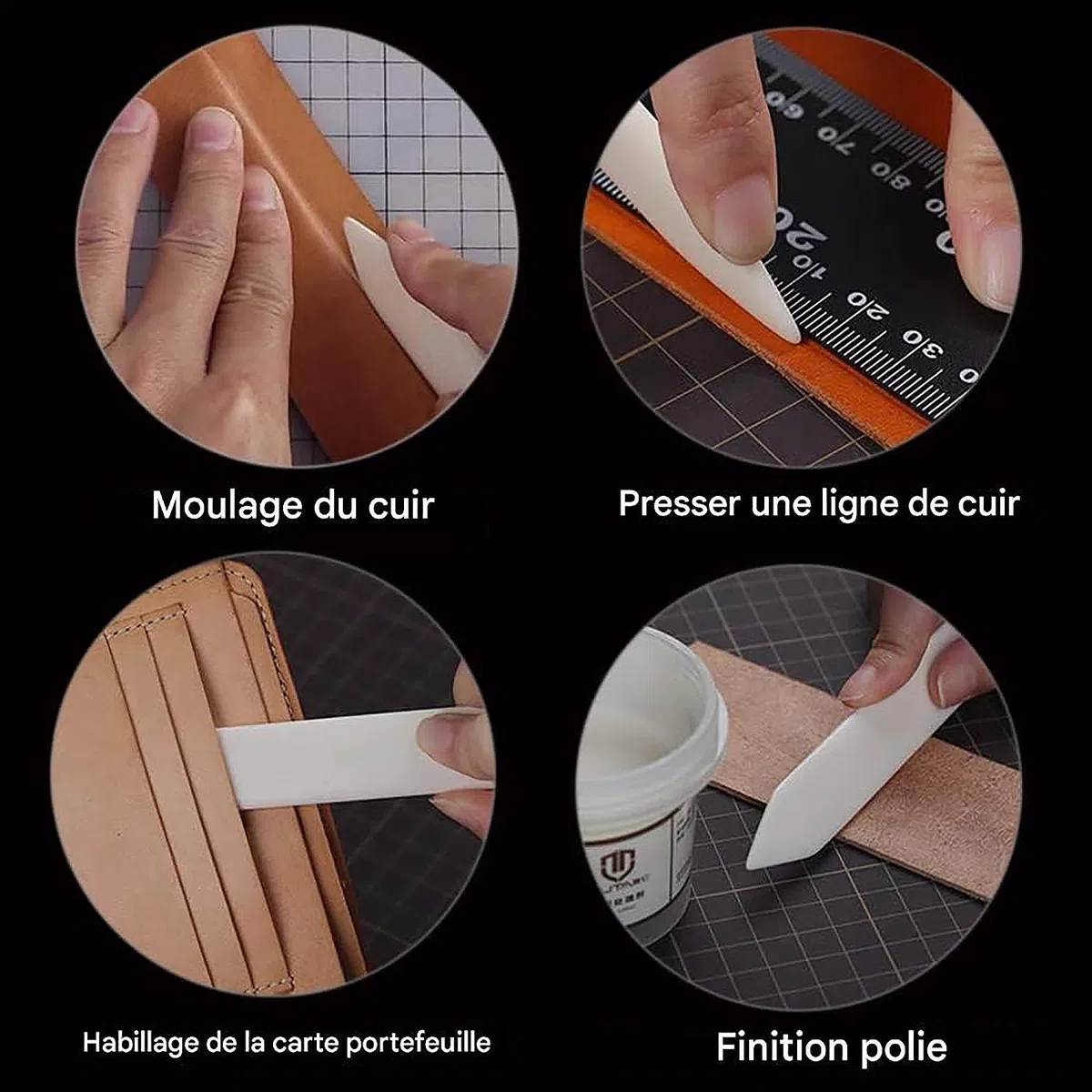WUTA Plioir en os pour Papier, véritable Naturel plieur à Papier, Pliage précis,pour Bricolage, Polissage à la Main, Reliure de Livres et travaux manuels en Papier(A 5 pièces)