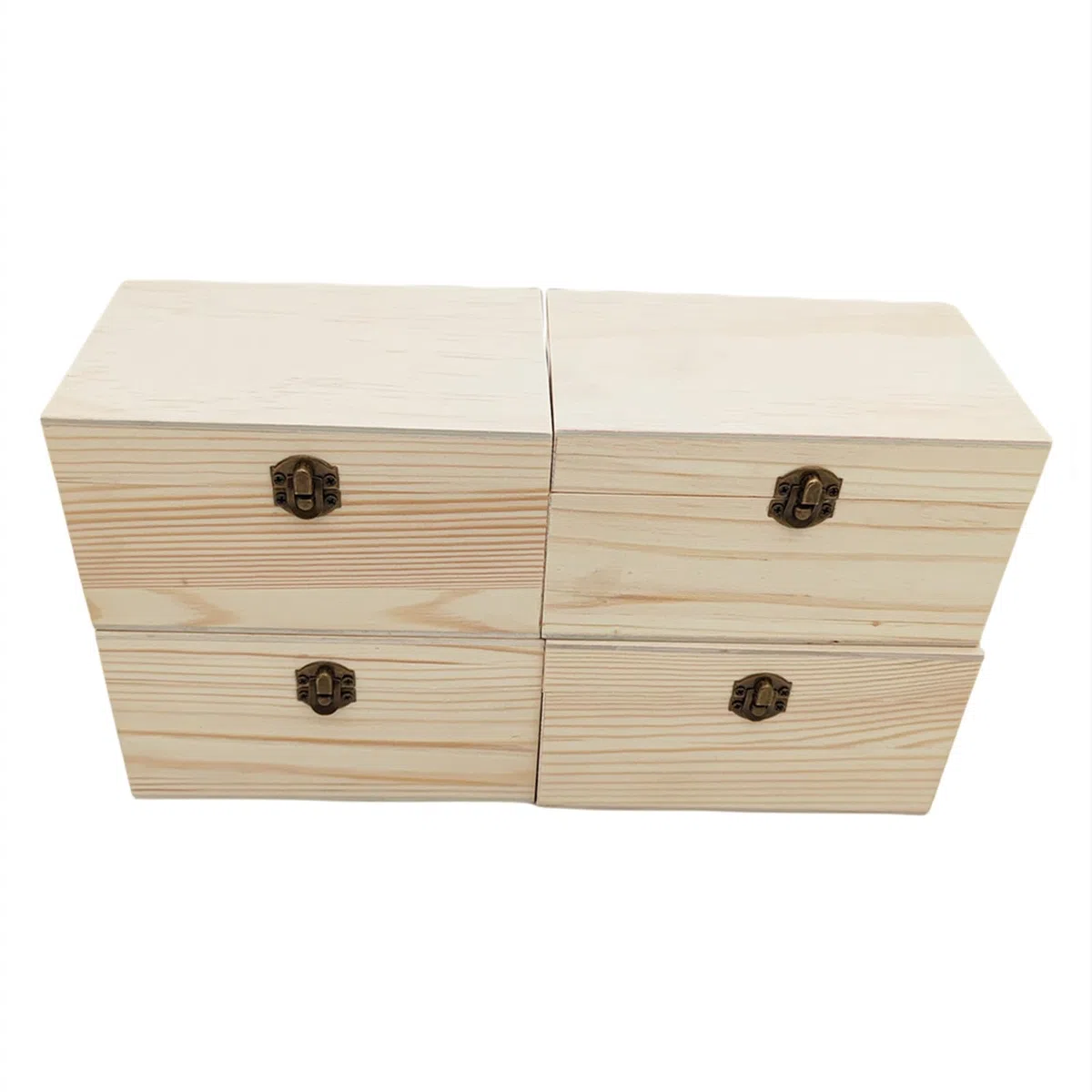 Anktily Lot de 4 petites boîtes en bois brut de 15 x 10 x 8 cm rustiques avec fermoir de verrouillage pour décoration de table de maison