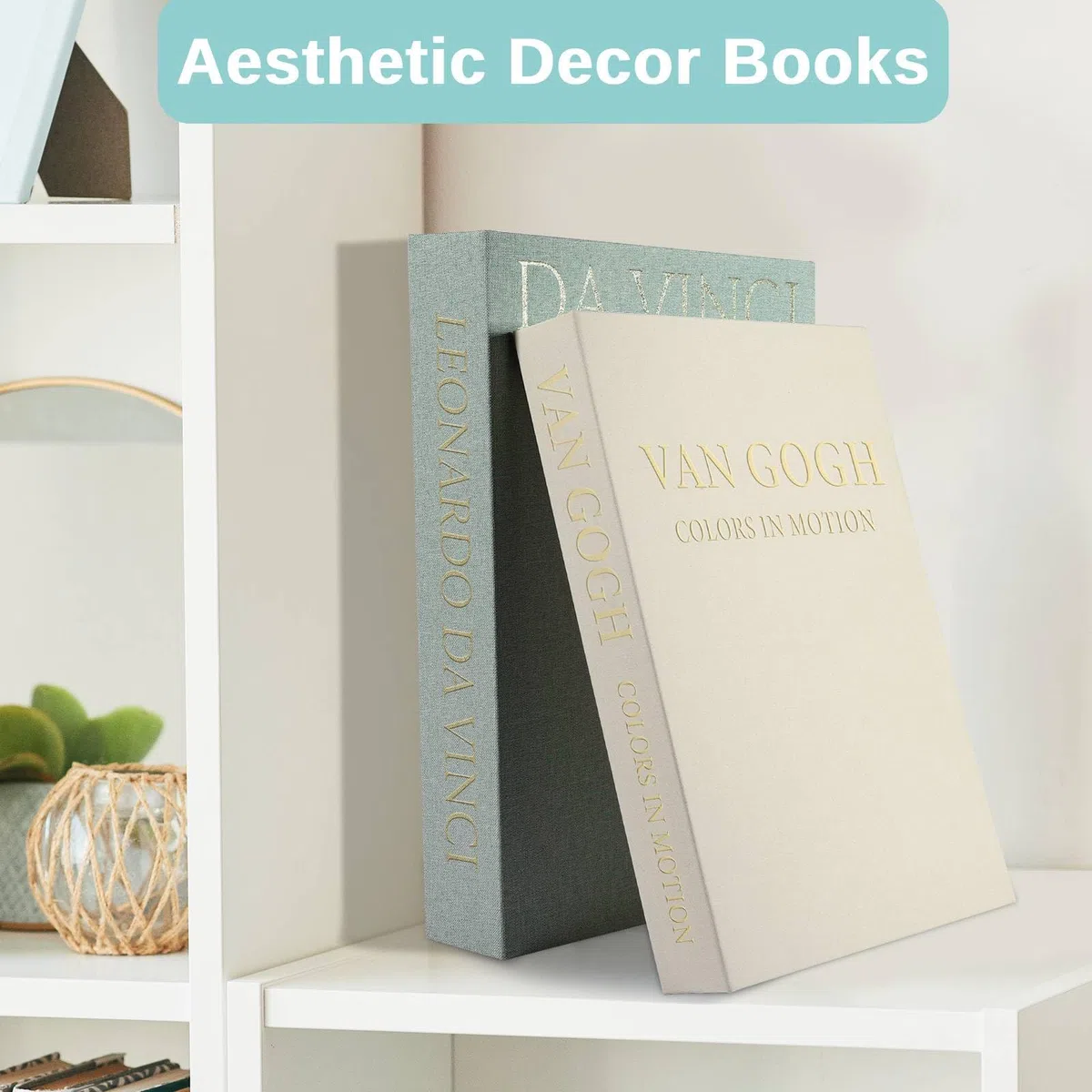 Set de Boîtes à Livres Décoratives en Lin avec Dorure à Chaud – Boîte de Rangement Élégante à Fermeture Magnétique pour Bibliothèque, Salon, Café, Bureau et Décoration de Fête