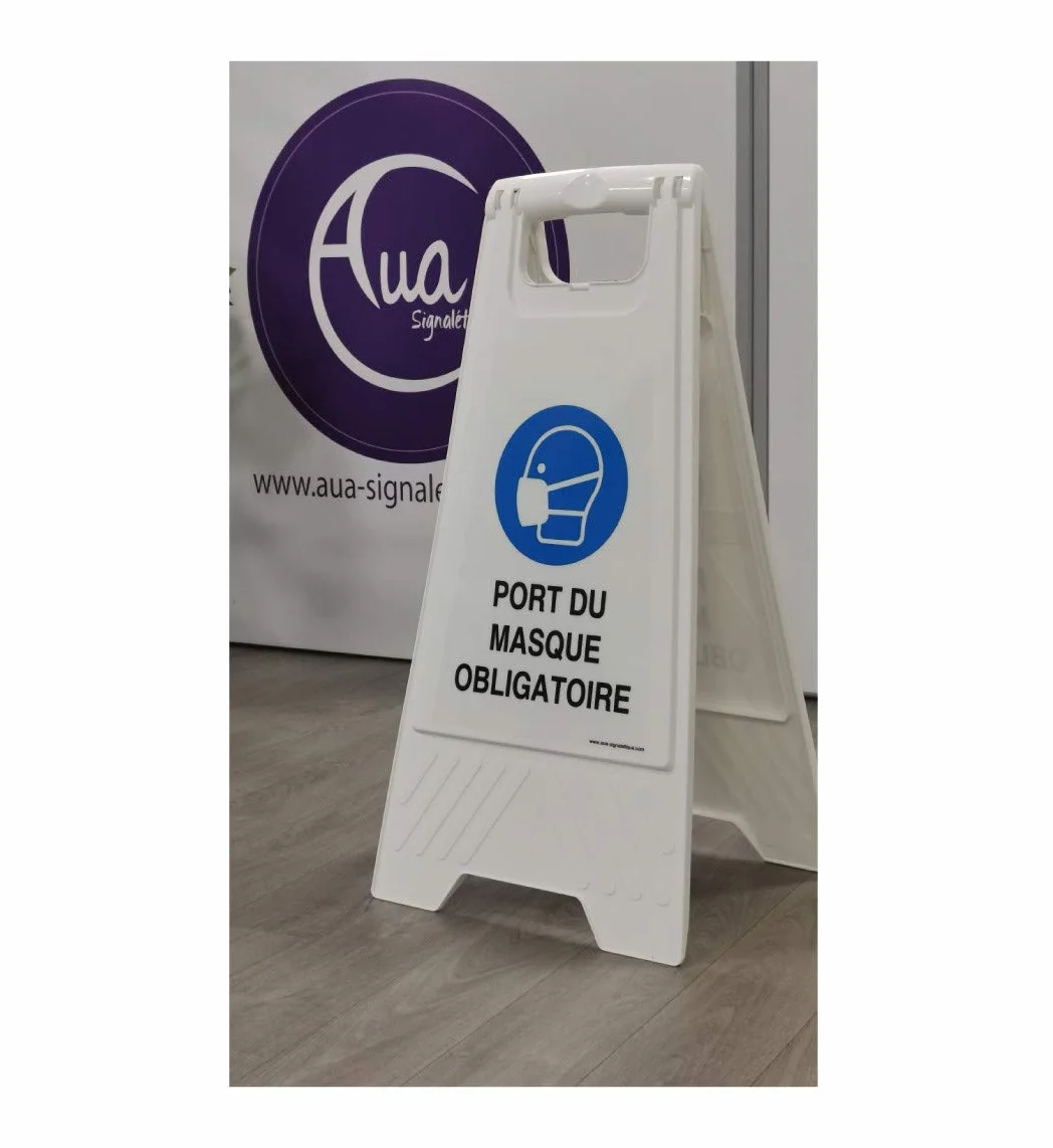 AUA SIGNALETIQUE - Chevalet de signalisation sol Glissant - Poids 1KG en plastique jaune